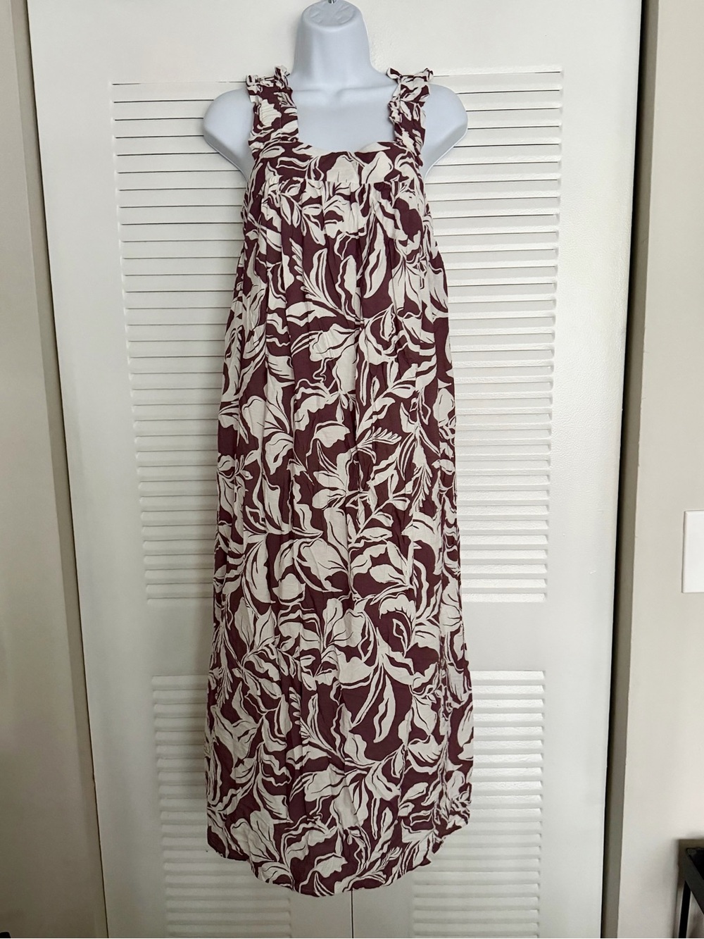 a new day Plum Brown and Cream Floral Maxi Dress